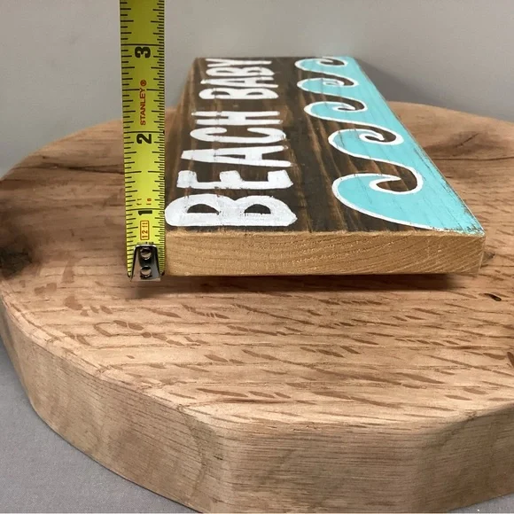 🔵 Vintage Hand Painted “Beach Baby” Solid Wood Crafted Sign - Unique - Picture 9 of 11